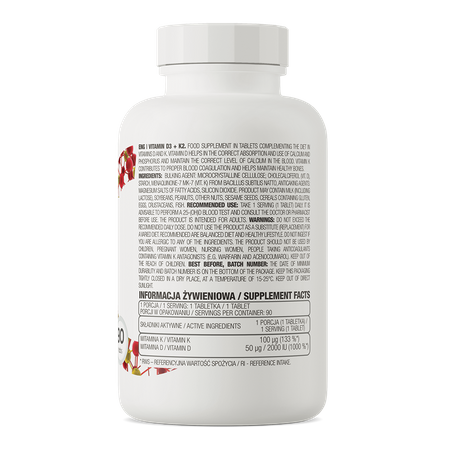 Vitamin D3 + K2 90 tablets